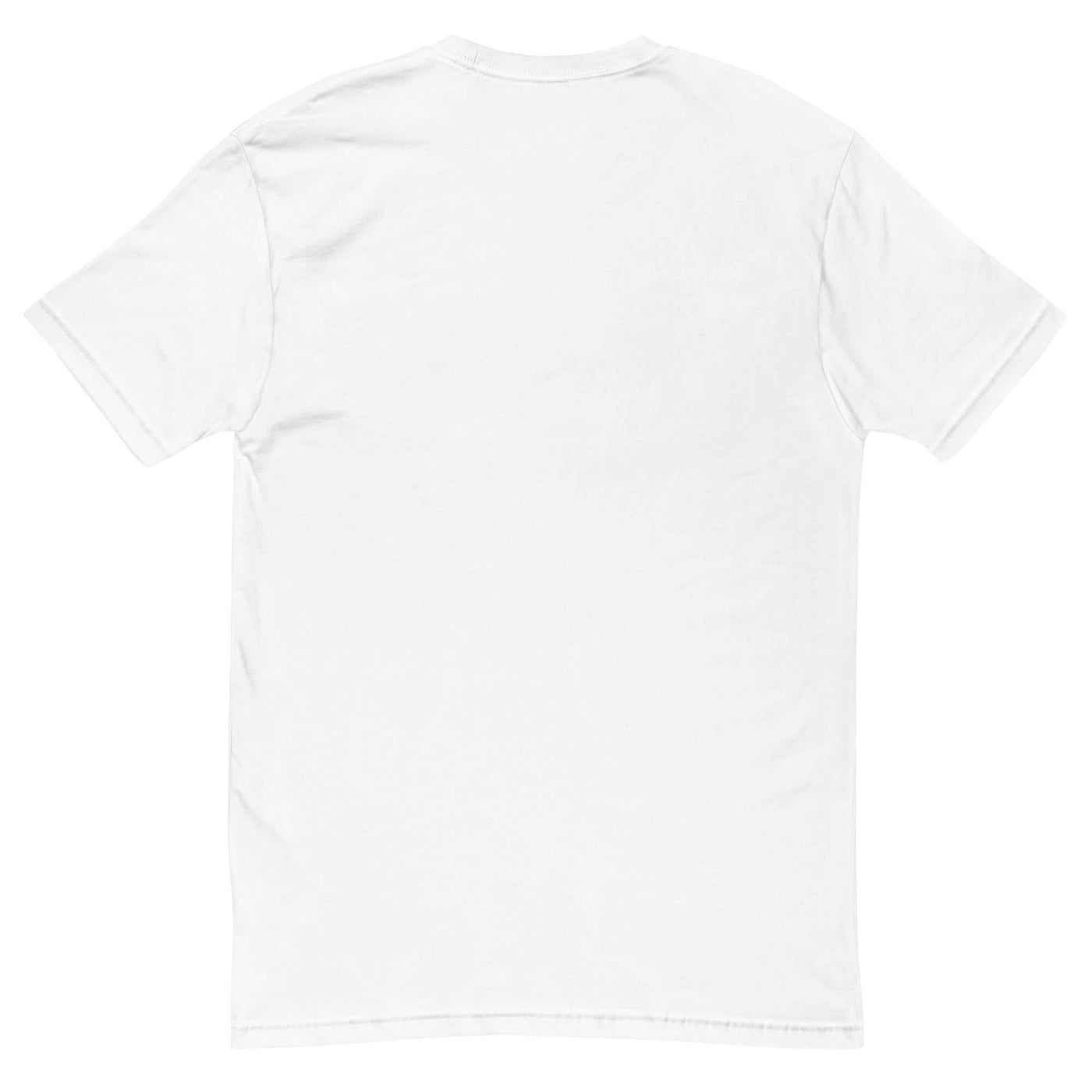 Back view of a plain white unisex short sleeve t-shirt, showcasing its soft fabric and relaxed fit.