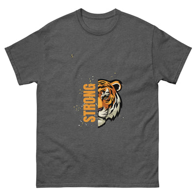 Unisex classic tee featuring a tiger design with the word 'STRONG' in bold font, perfect for casual wear.